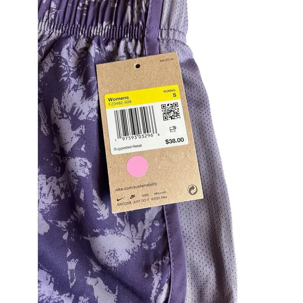 Nike Women’s One Tempo Dri-Fit Running Shorts in Purple Print, size S, NWT! - Picture 2 of 6